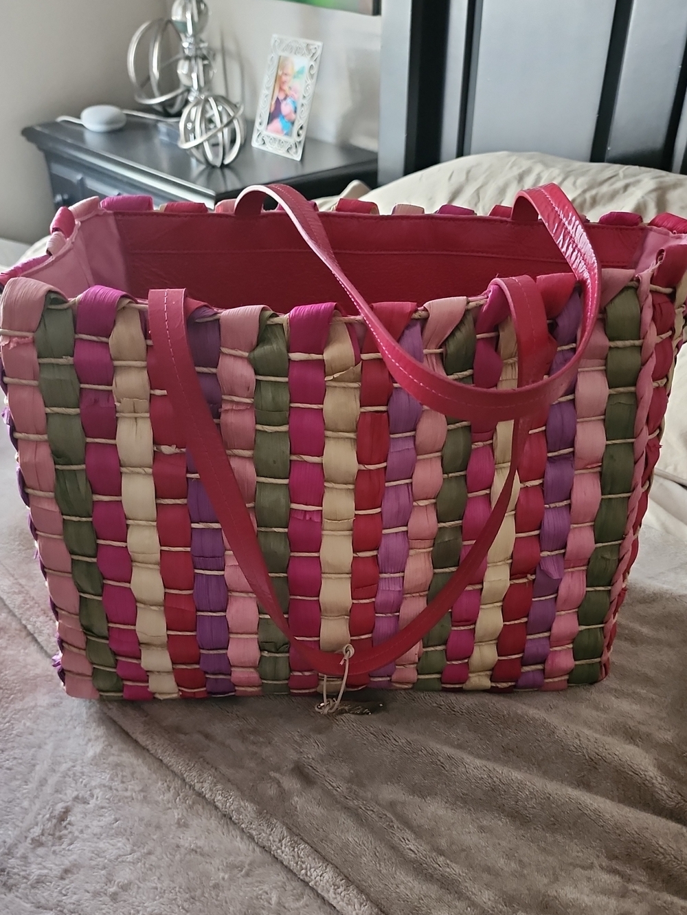Sigrid Olsen Pink, Light Pink, Purple & Green Woven Tote